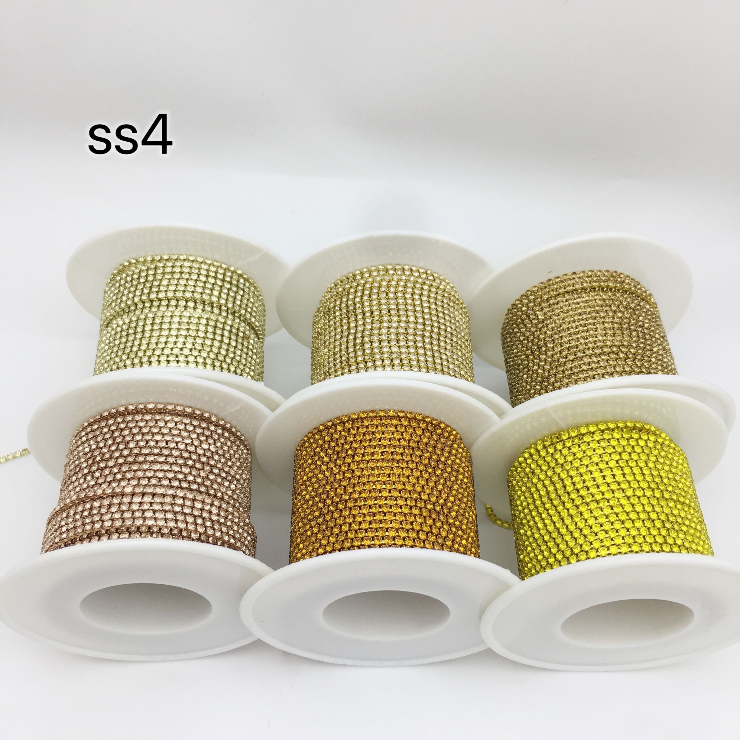 SINRONG Wholesale rhinestone SS4 cup chain Multiple colors rhinestone Chain Sewing clothing, shoes, and bag decorations