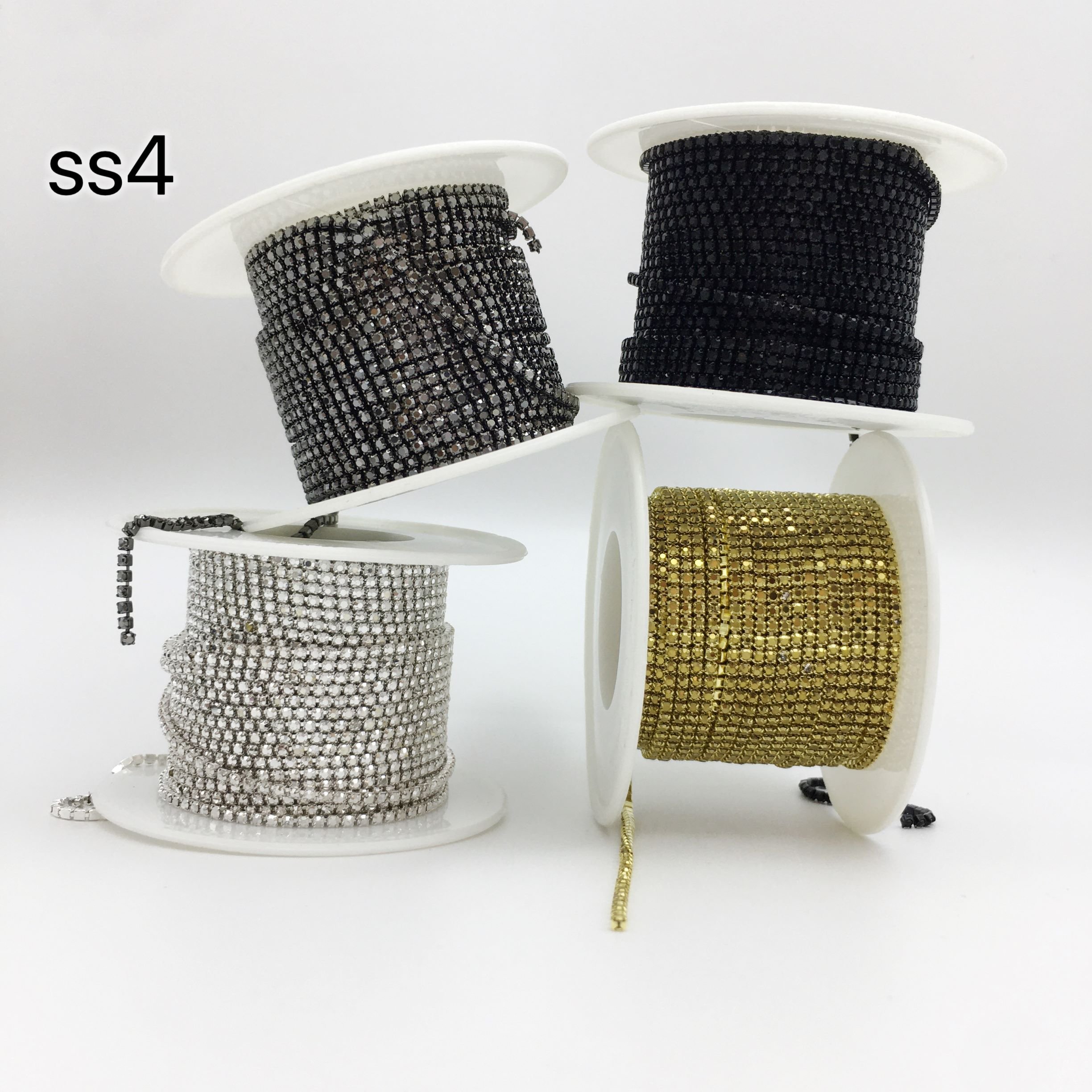 SINRONG Wholesale rhinestone SS4 cup chain Multiple colors rhinestone Chain Sewing clothing, shoes, and bag decorations