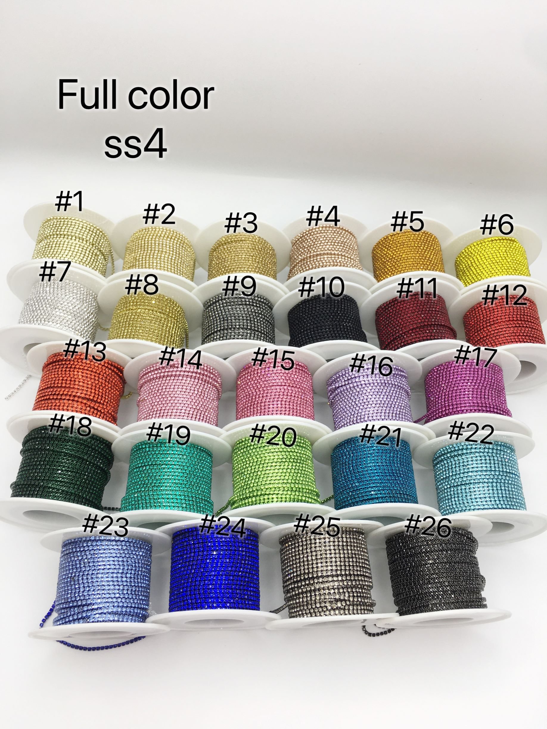 SINRONG Wholesale rhinestone SS4 cup chain Multiple colors rhinestone Chain Sewing clothing, shoes, and bag decorations