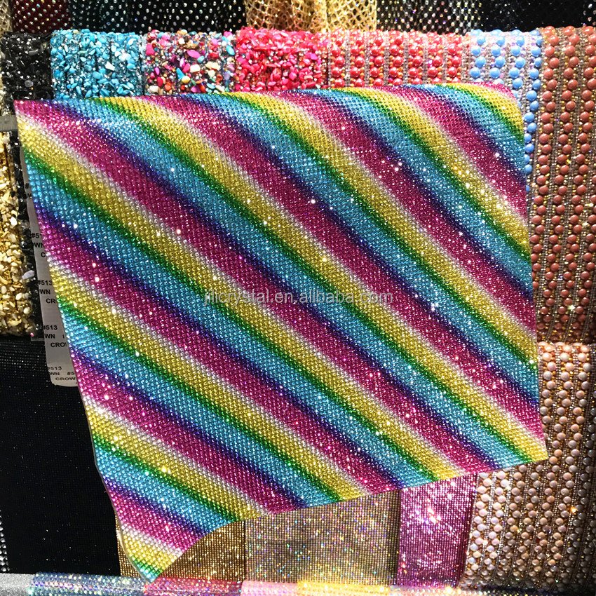 Wholesale Rhinestone Mesh Fabric Self Adhesive Sparkling Rhinestone Sticker Decoration