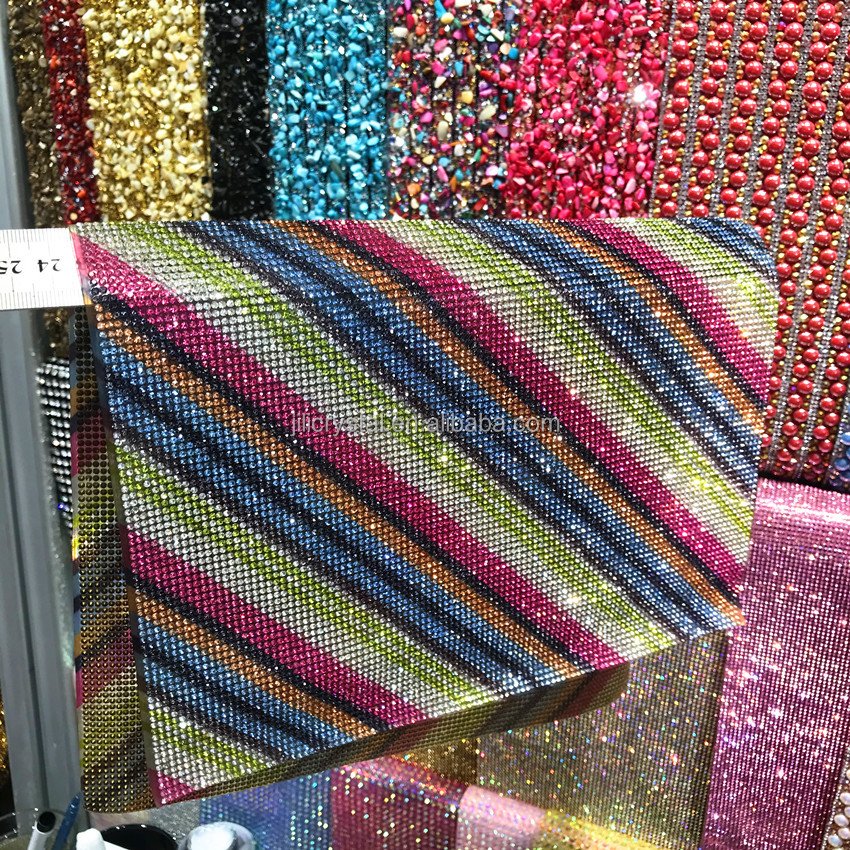Wholesale Rhinestone Mesh Fabric Self Adhesive Sparkling Rhinestone Sticker Decoration