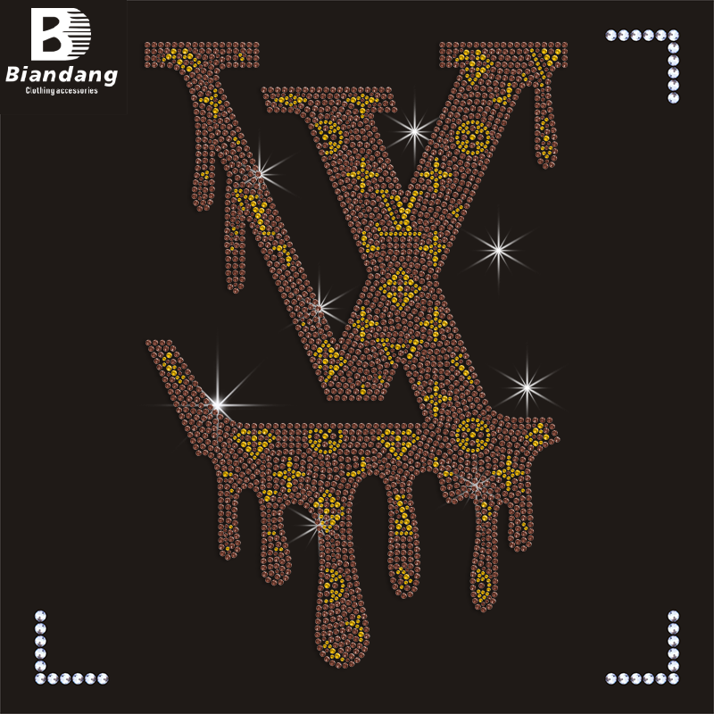 Wholesale Supper Fashion Designer Rhinestone Brand Heat Transfer Designs For T Shirts