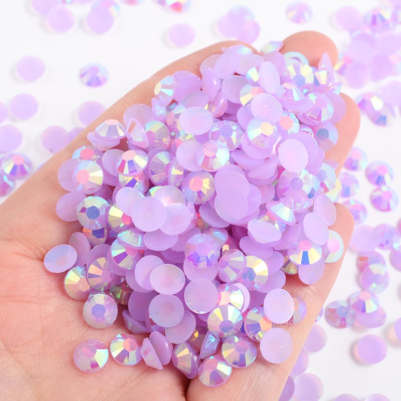 Wholesale 2mm 3mm 4mm 5mm 6mm Emerald AB Crystal Stones Flatback Jelly AB Crystal Resin Rhinestones For DIY