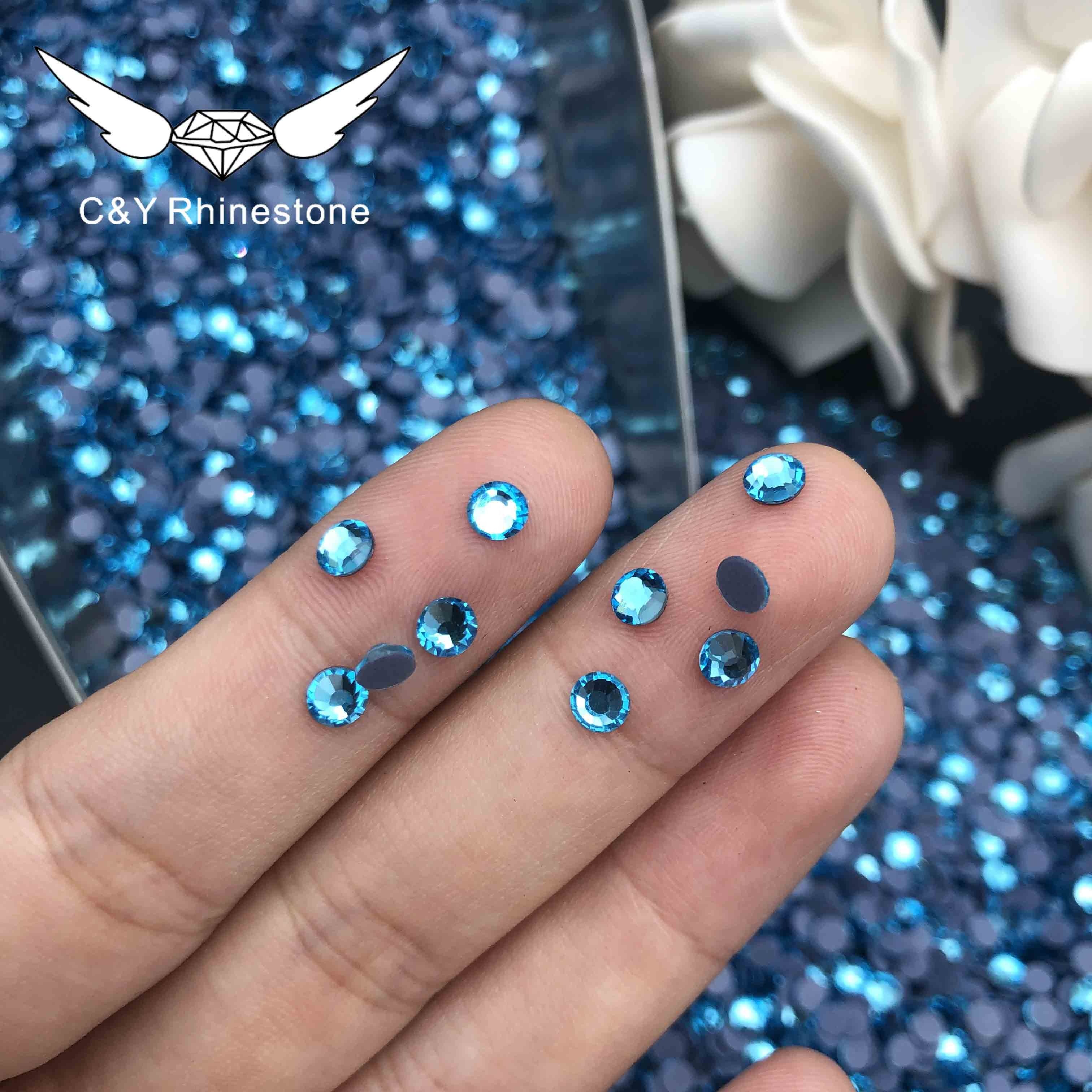 CY Aquamarine Top Fashion Flat Back Crystal Ss10 Hotfix Transparent Glass Rhinestones