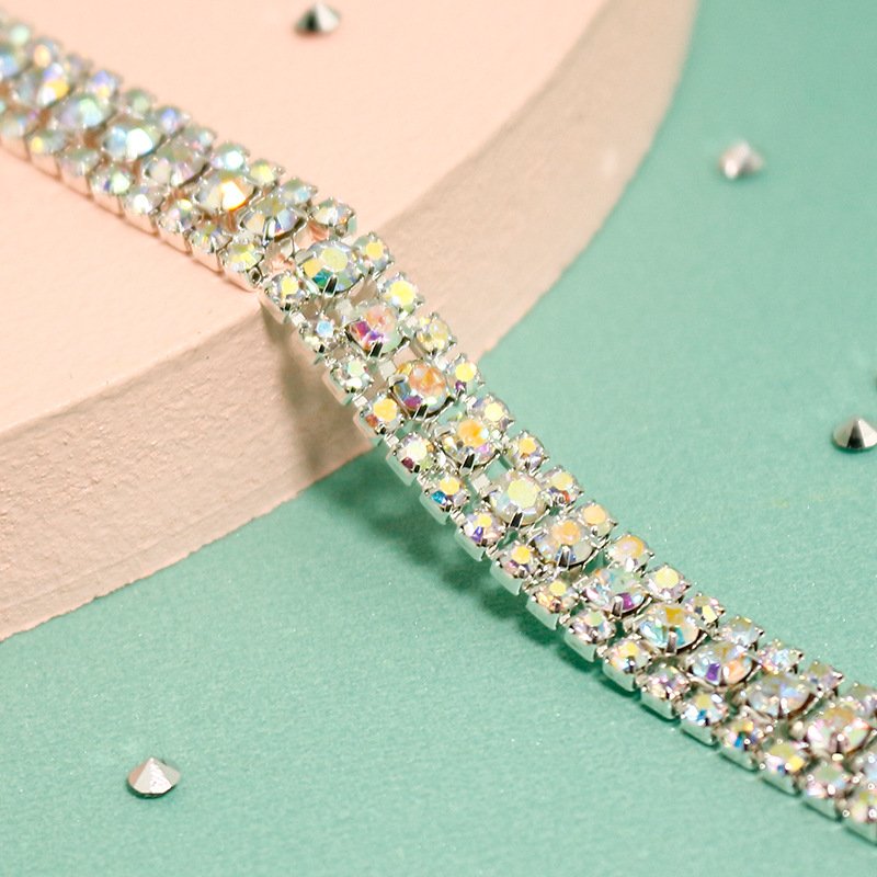 Custom Crystals Supplier Flower Pattern Acrylic Colorful AB Flat Back Crystal Rhinestone Trim