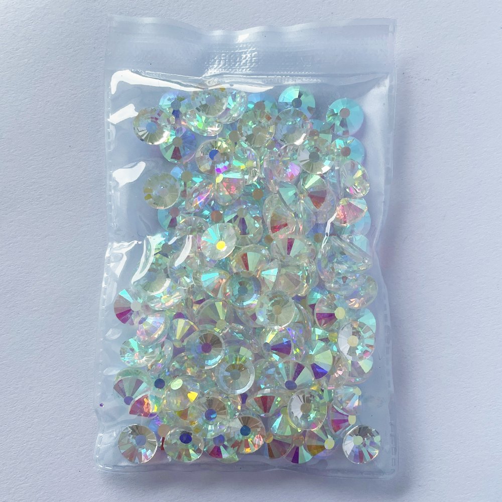 Yantuo SS50 AB Flatback Rhinestones Cristal Stone Transparent Non-hot Fix Round Crystal 10mm Glass Work Shoes Shoes Charms 1 Bag
