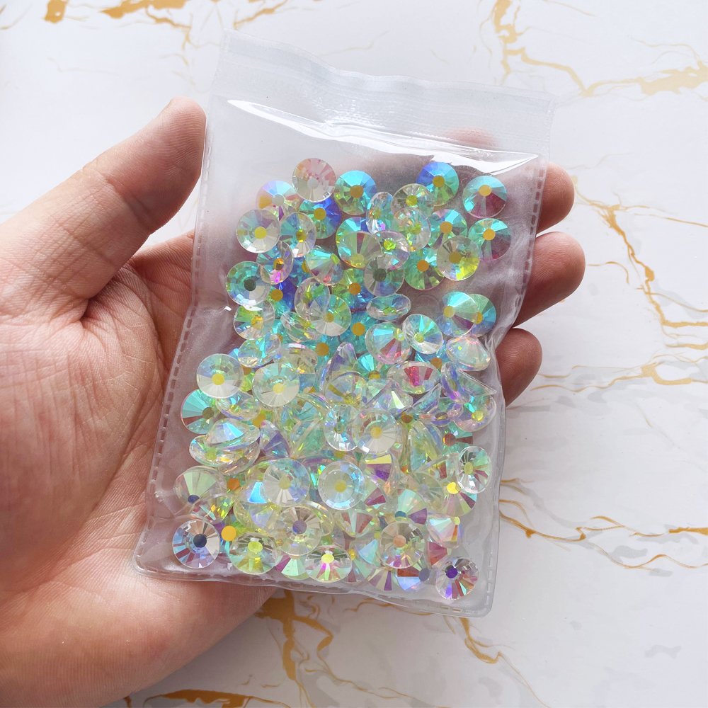 Yantuo SS50 AB Flatback Rhinestones Cristal Stone Transparent Non-hot Fix Round Crystal 10mm Glass Work Shoes Shoes Charms 1 Bag