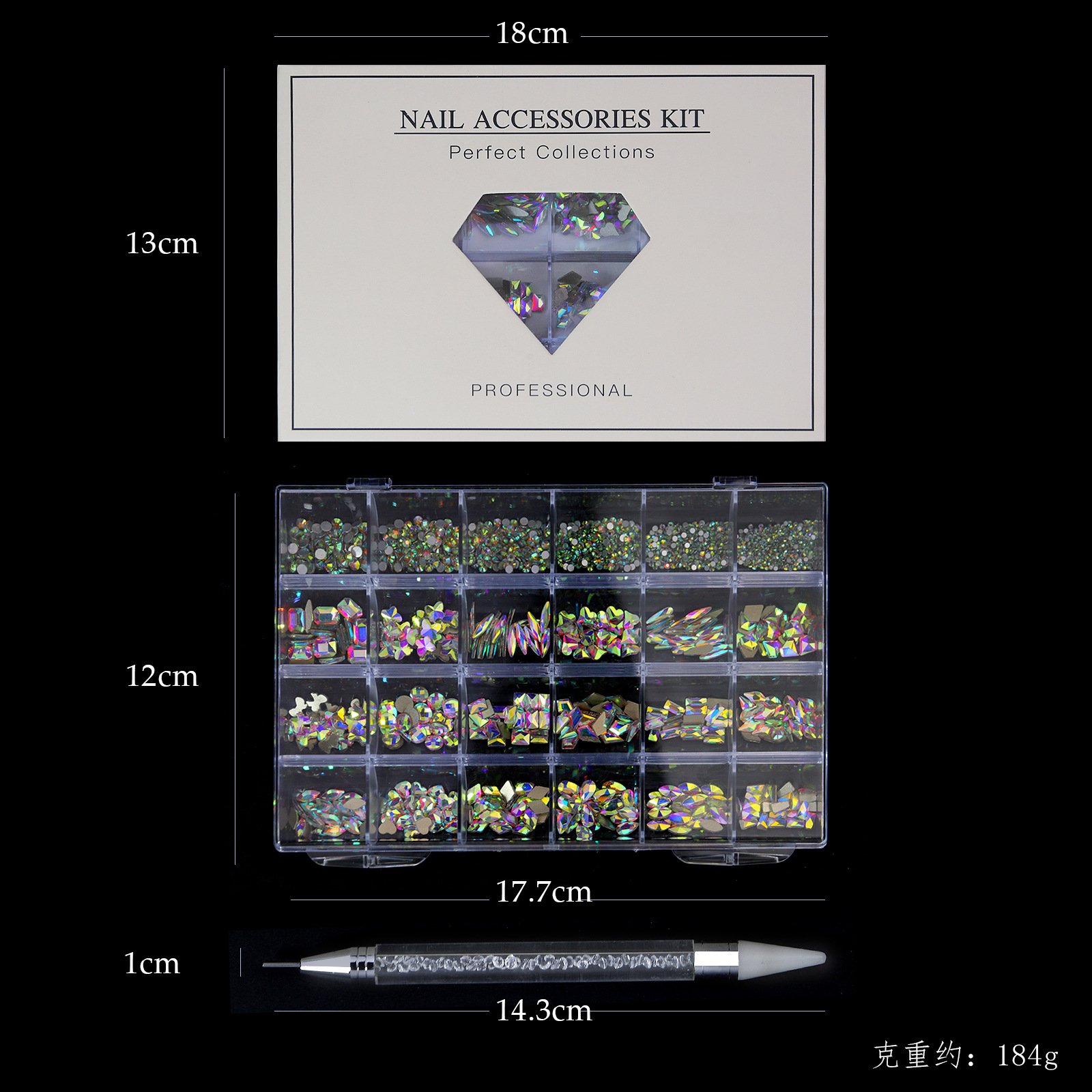 24 Grid/Box Luxury Famous Brand Design Popular Flower Nail Art Charms 3D Metal Nail Rhinestones Decoration