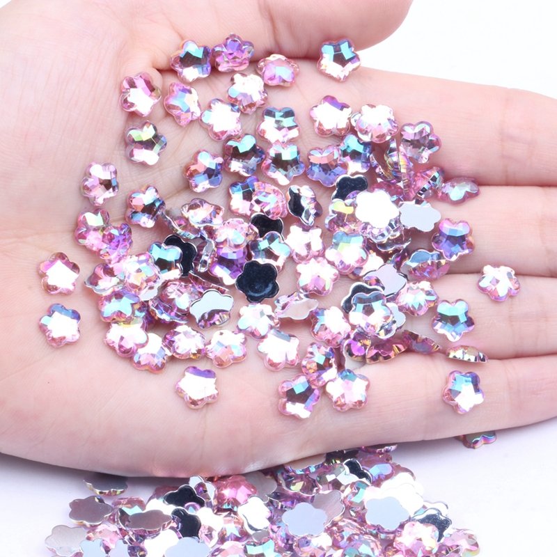 Acrylic Rhinestones 8mm 5000pcs Flat Back Plum Blossom Shape Earth Facets 15 Kinds Color Beads DIY Jewelry Making Acrylic Gem
