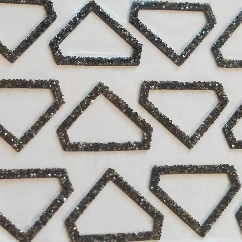 Wholesale custom crystal diamonds shiny black letters Stickers heat transfer printing Hot Fix Adhesive rhinestone label
