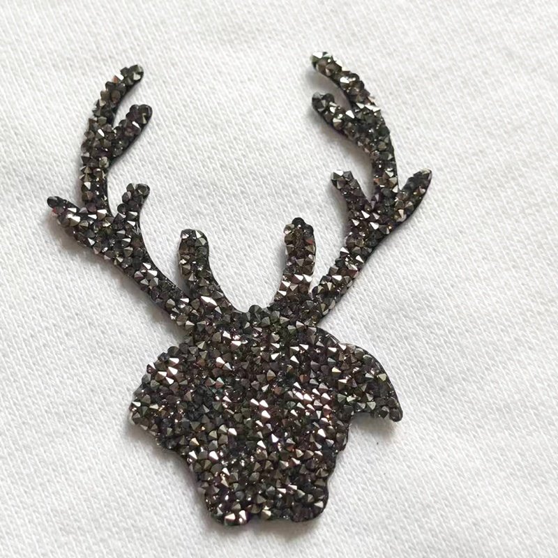 Wholesale custom crystal diamonds shiny black letters Stickers heat transfer printing Hot Fix Adhesive rhinestone label