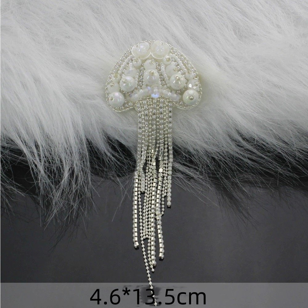 Handmade rhinestone beaded hippocampus shell cloth stickers clothing package decorative patch decals DIY accessories sewing