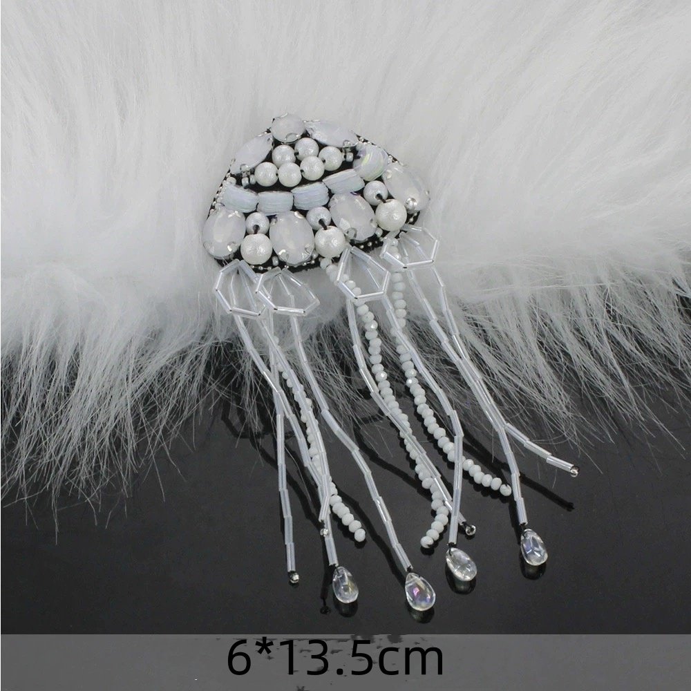 Handmade rhinestone beaded hippocampus shell cloth stickers clothing package decorative patch decals DIY accessories sewing