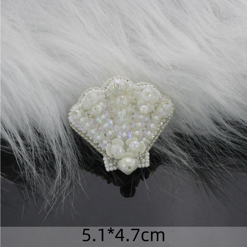 Handmade rhinestone beaded hippocampus shell cloth stickers clothing package decorative patch decals DIY accessories sewing