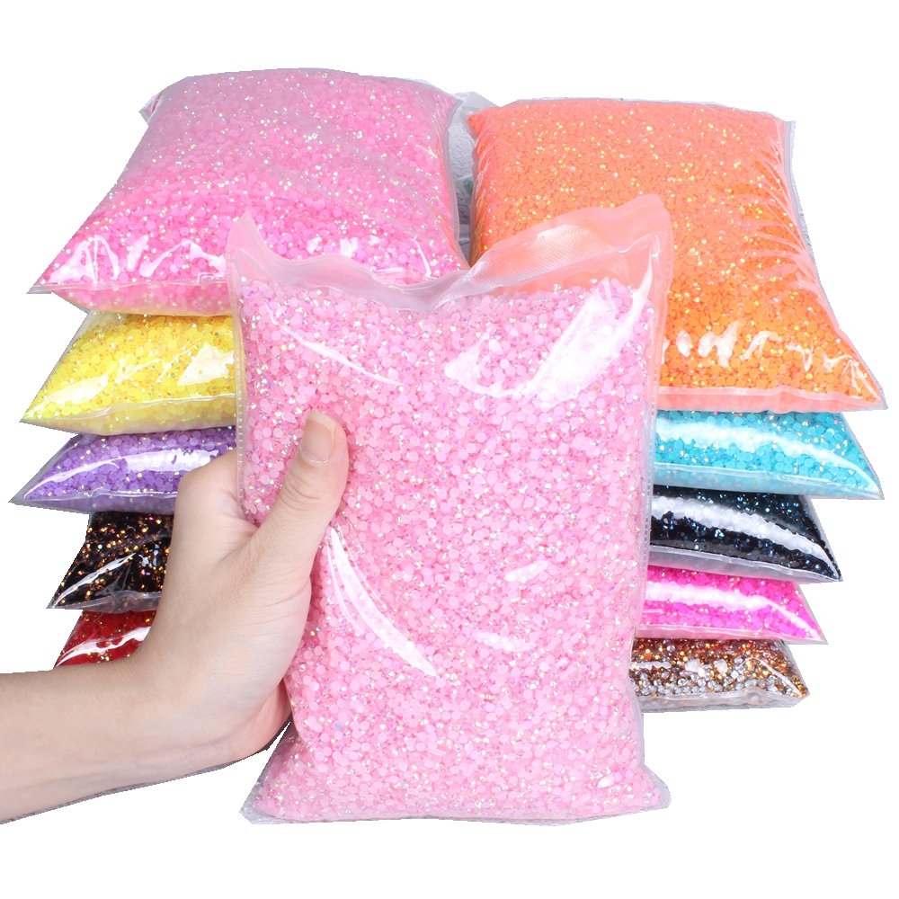 Hot Sale Jelly AB Colors 100000pcs 3mm 3D Nail Gems Flatback Round Glue On Stones Resin Rhinestones For DIY Garment Decorations