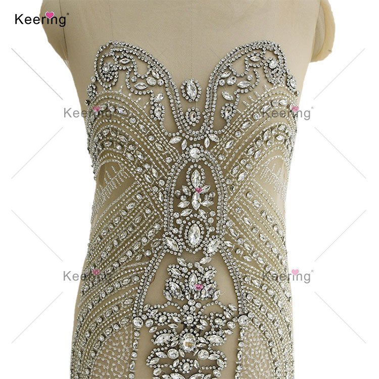 WDP-030 Keering high end beautiful appliques decorated fashion rhinestone applique for club party dress