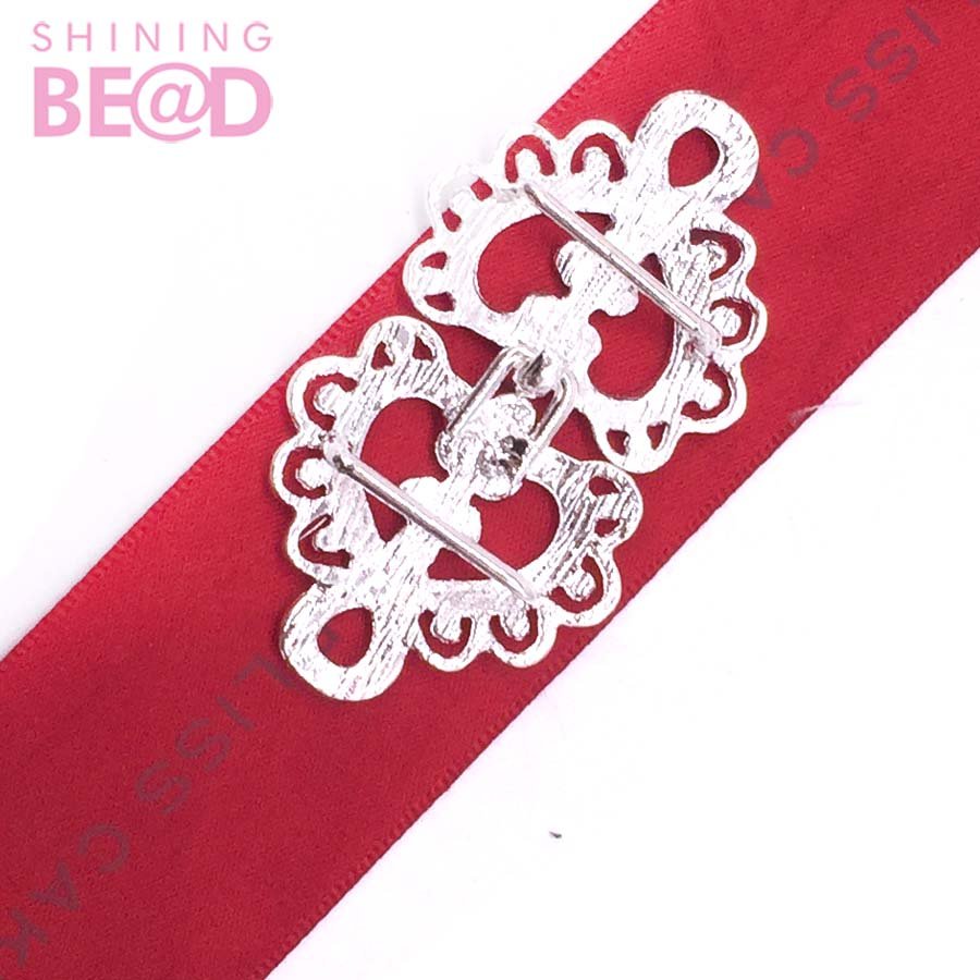 Wholesale Pair Buckles Sewing Shank Buckles Rhinestone Coat Closure Slider Strap Ribbon for Box Card Wedding