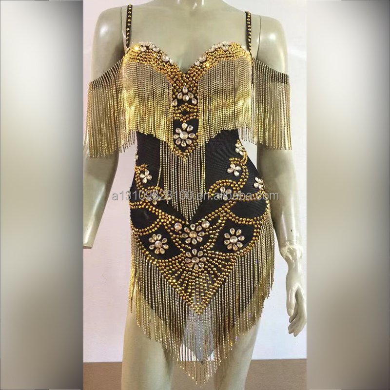 Sparkly Silver Rhinestone Fringe Transparent Bodysuit Women Dancer Show Celebrate Prom Bar Birthday Outfit