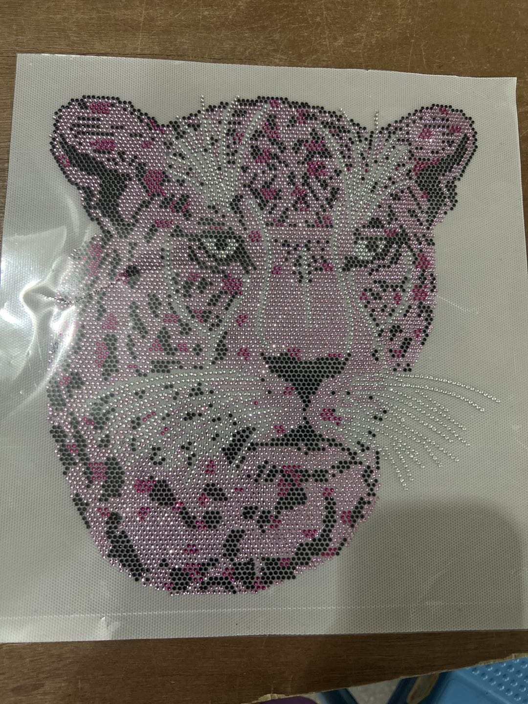 colourful Leopard Pink gold Rhinestones bling Transfer for v neck tshrits