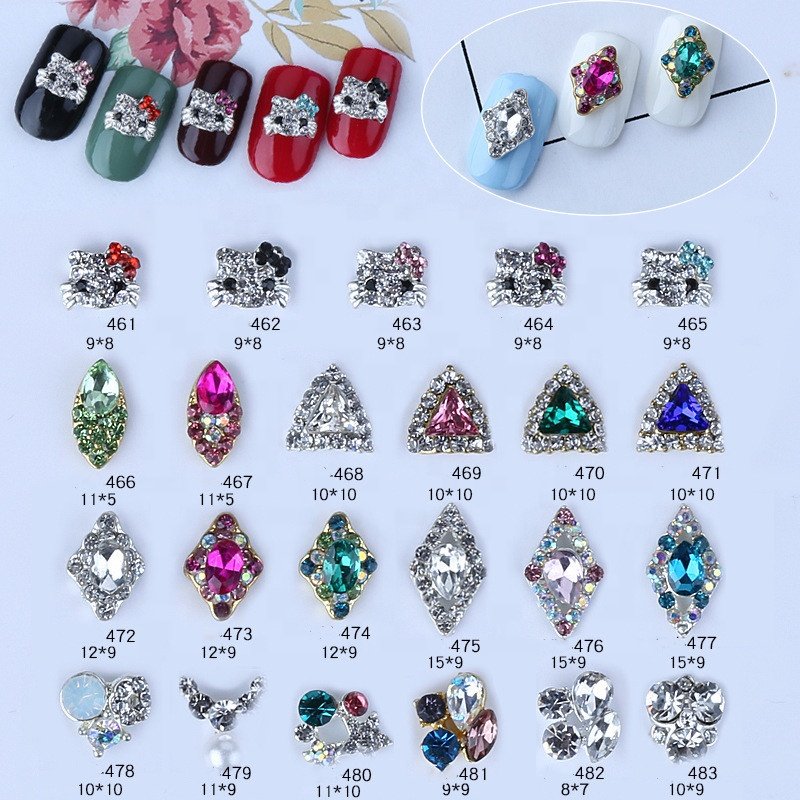 Qianya 2022 Top Selling Play Bunny Nail Art Rhinestone Charms 3D Alloy Animals Nail Zircon Jewelry Cat Eye Nail Art Charm Decals