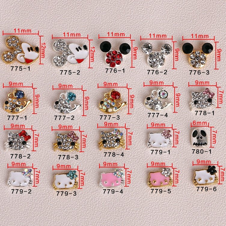 Qianya 2022 Top Selling Play Bunny Nail Art Rhinestone Charms 3D Alloy Animals Nail Zircon Jewelry Cat Eye Nail Art Charm Decals
