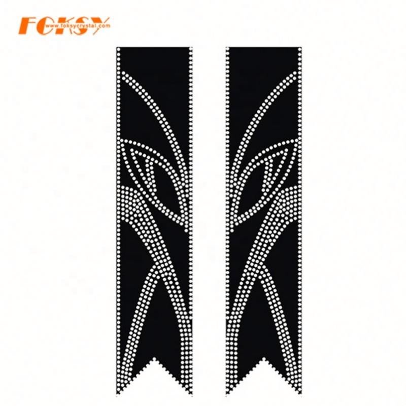 2021 Hot Sale Design Cheer Bow Ribbon Strip Hot Fix Rhinestone Transfer With High Quality