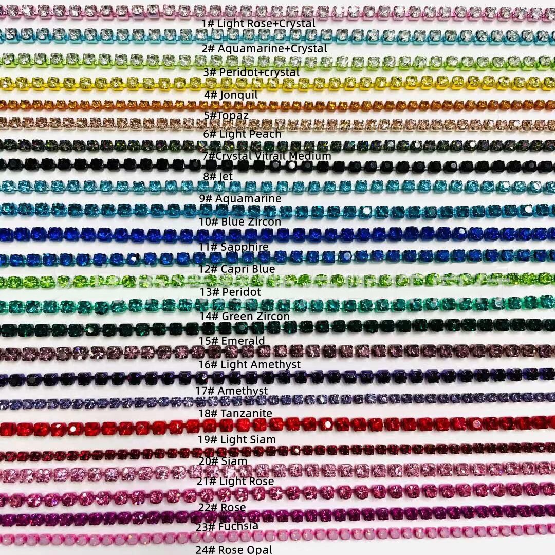 High Fashion rhinestones cup chain 2mm Electrophoresis claw chain For Garment