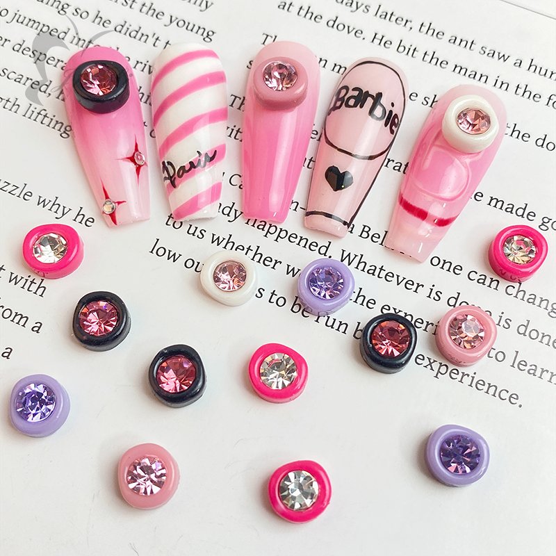 Kawaii Heart Nail Art Charms Colorful Heart Flat Back Plastic Nail Decoration Rhinestones Crystal