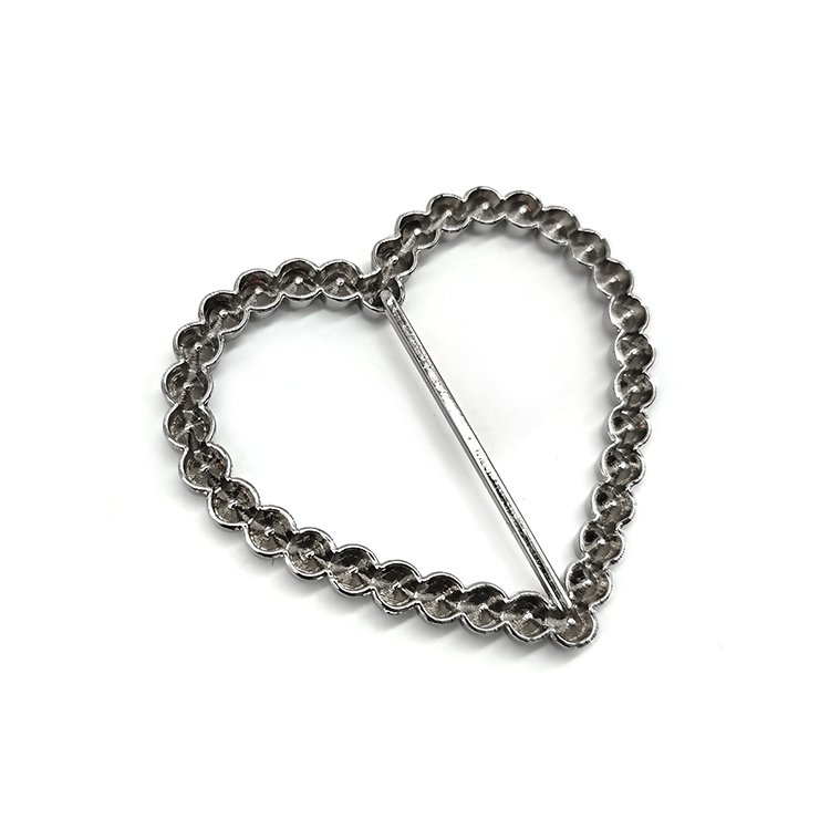 Custom Logo Fancy Design Luxury Apparel Metal Trims Rhinestone Buckle Decorative Heart Shape Slide Bag Buckle For Women