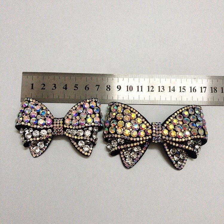 DIY shoes embellishment bow-knot ab rhinestone applique patch LT9324