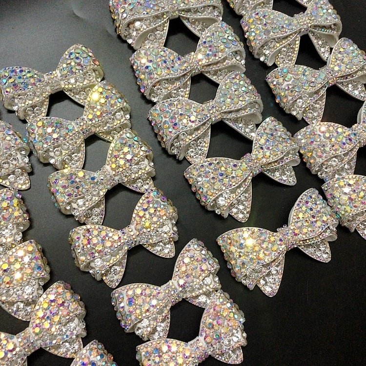 DIY shoes embellishment bow-knot ab rhinestone applique patch LT9324