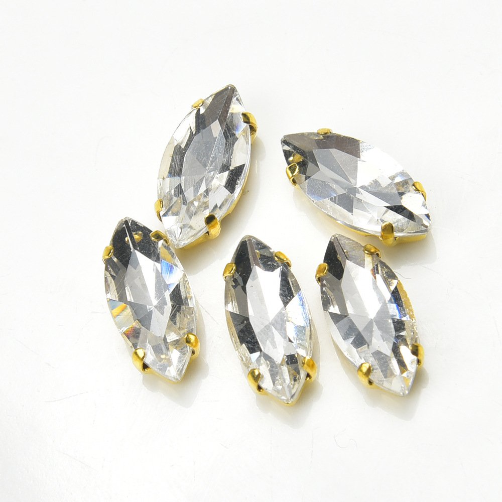 JFS038 Horse Eye Glass Gold Claw Rhinestone Hand Sewing Crystal Diy Wedding Dress Clothing Decorative Accessories