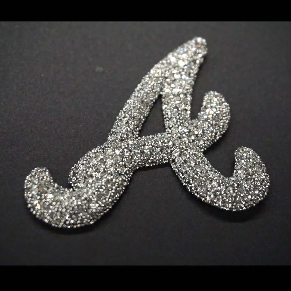 Free sample A letters patch 3d bodice rhinestone applique iron on letters rhinestone patch for hats bags