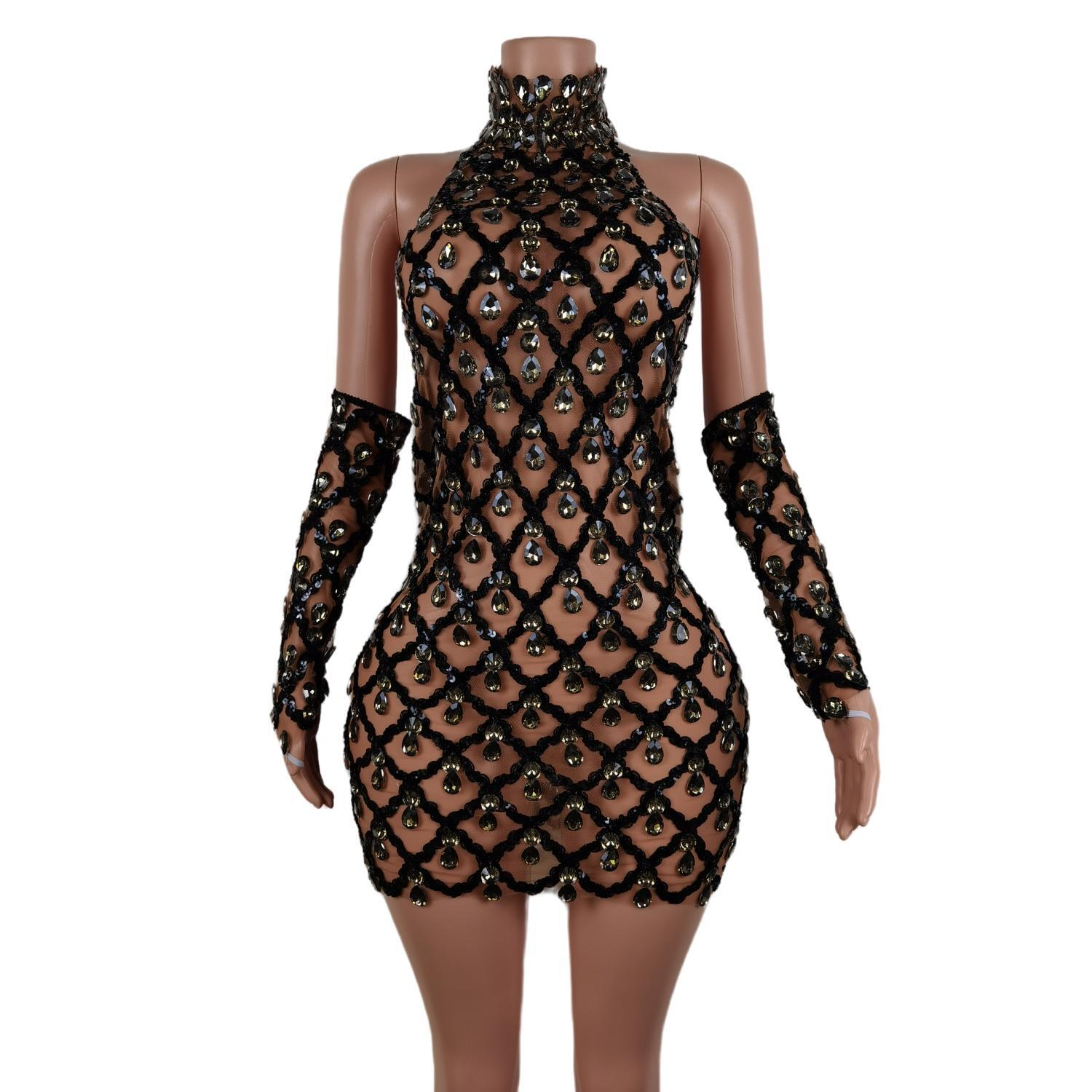 Luxury See Through Crystal Sequin Bride Wedding Guest Dress Backless Dinner Gown Women Party Club Dress Sexy Evening Dress