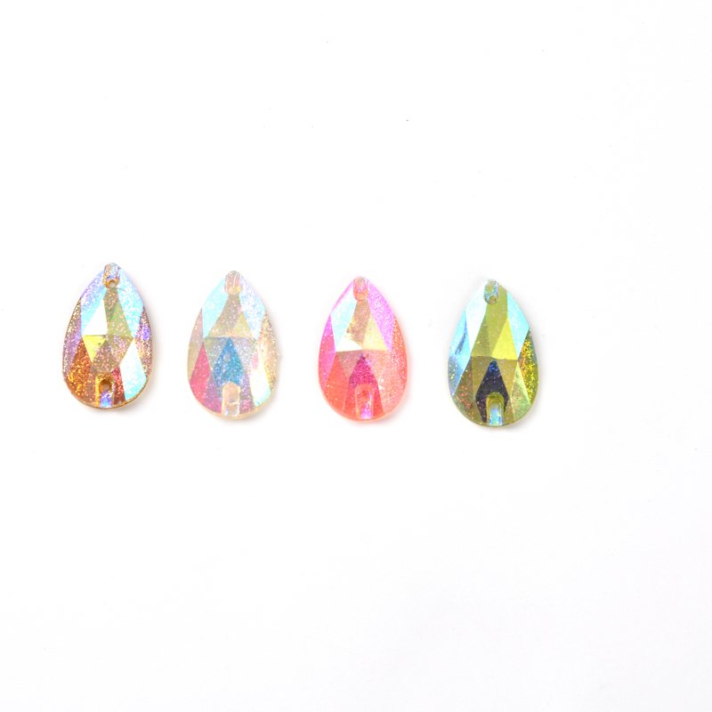Fine powder AB Colorful flat back Resin Drop Rhinestone stones and crystals sewing 2 Hole costume