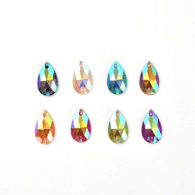 Fine powder AB Colorful flat back Resin Drop Rhinestone stones and crystals sewing 2 Hole costume