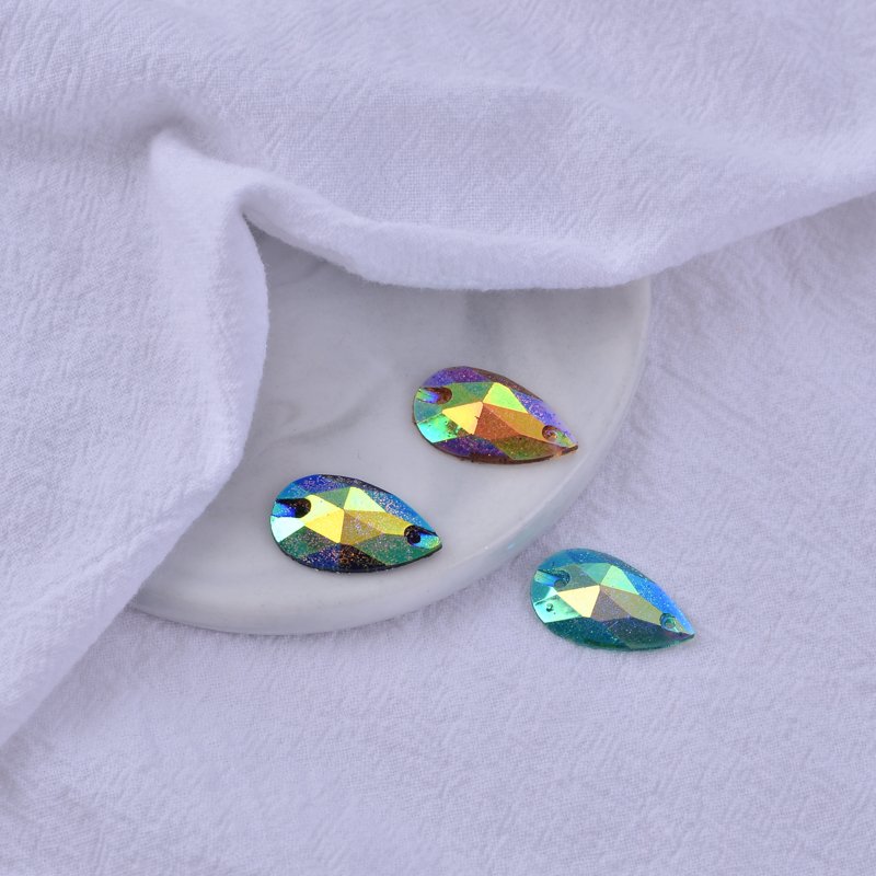 Fine powder AB Colorful flat back Resin Drop Rhinestone stones and crystals sewing 2 Hole costume