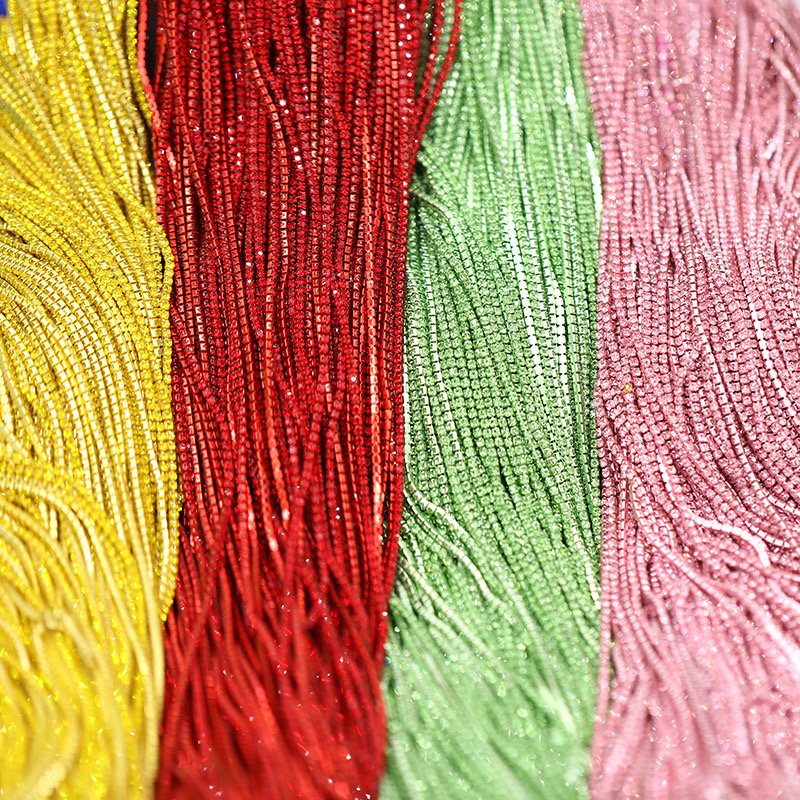Yantuo wholesale 2mm 3mm 4mm Colorful Base Color Rhinestone Cup Chain Glass Rhinestone Chain Used for decoration