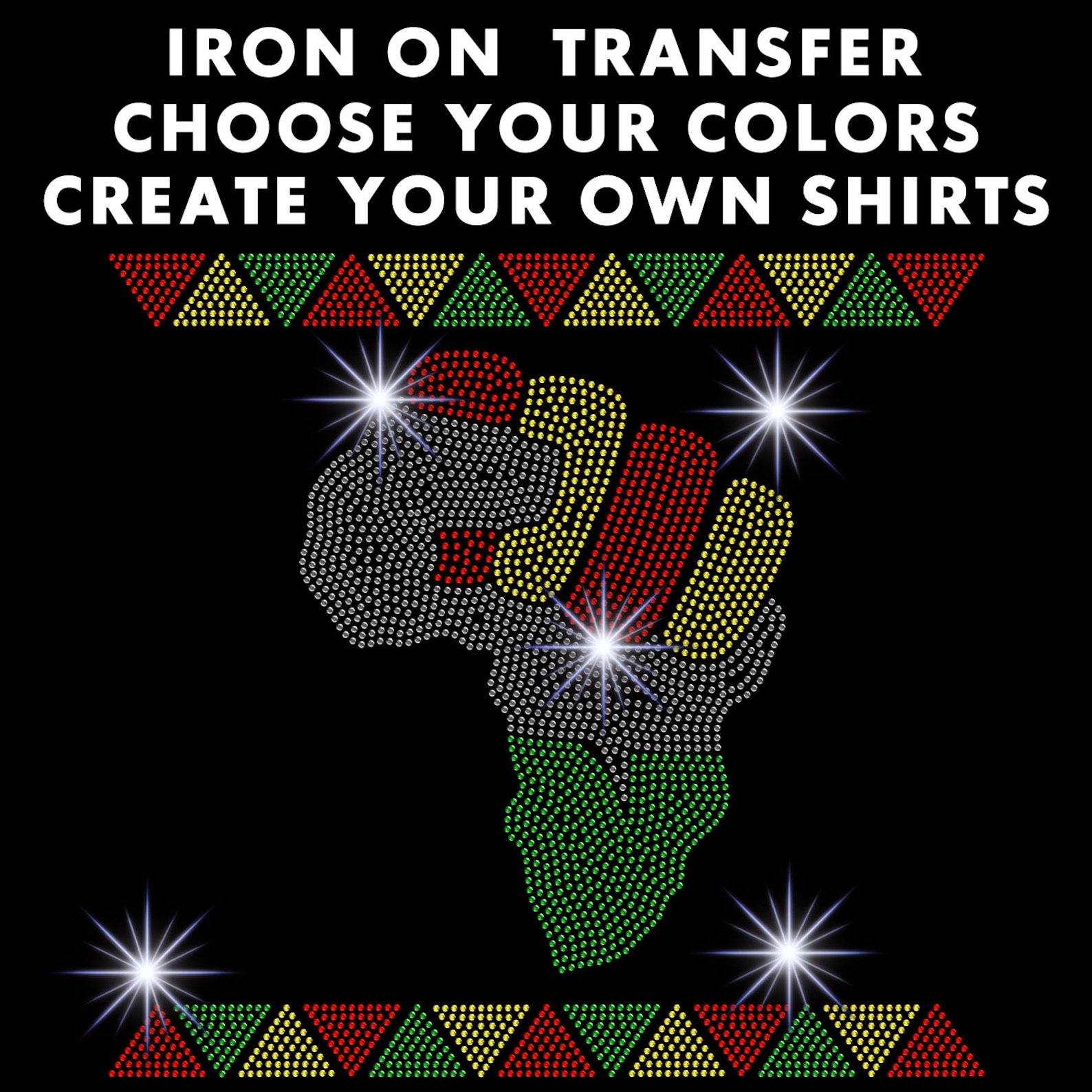 Hotfix Iron On Black History Afro Girl Rhinestone Transfer Motif for T Shirts Clothes