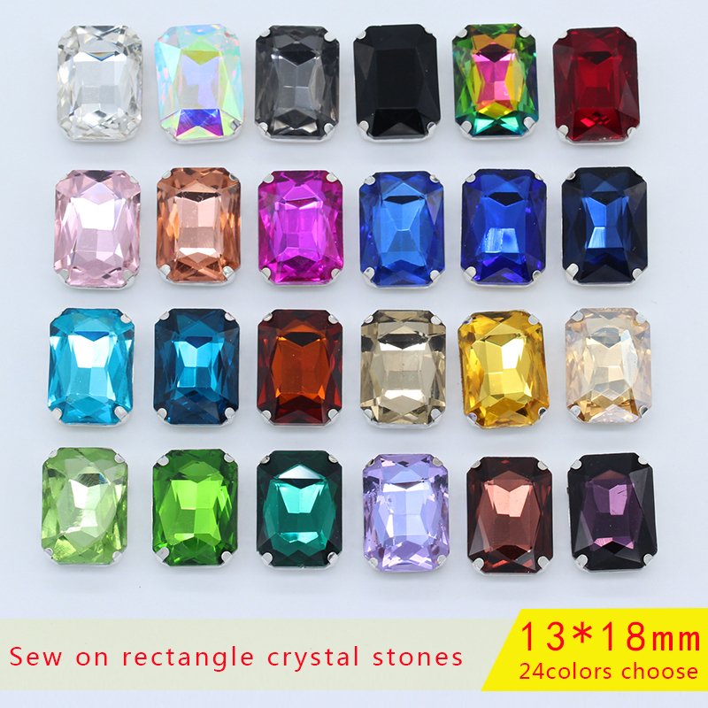 Crystal Claw for Hand-sewing Crafts Clothing Decorations High-quality Sew on Flat Rectangle Strass Rhinestone with Silver Glass