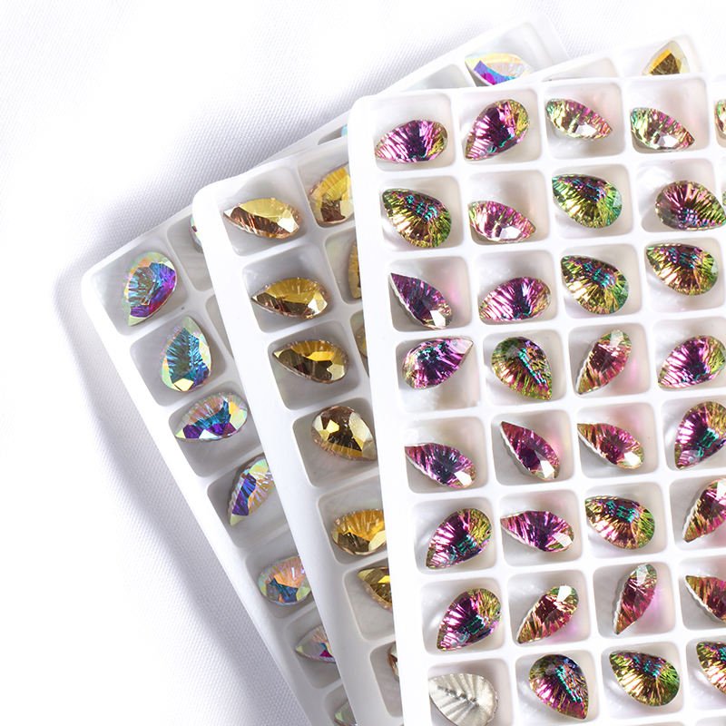 Xichuan High Quality K9 Glass 7*10/10*14/13*18mm Drop Shape Point Back Rhinestones Millennium Bling Glitter Nail Strass Nail
