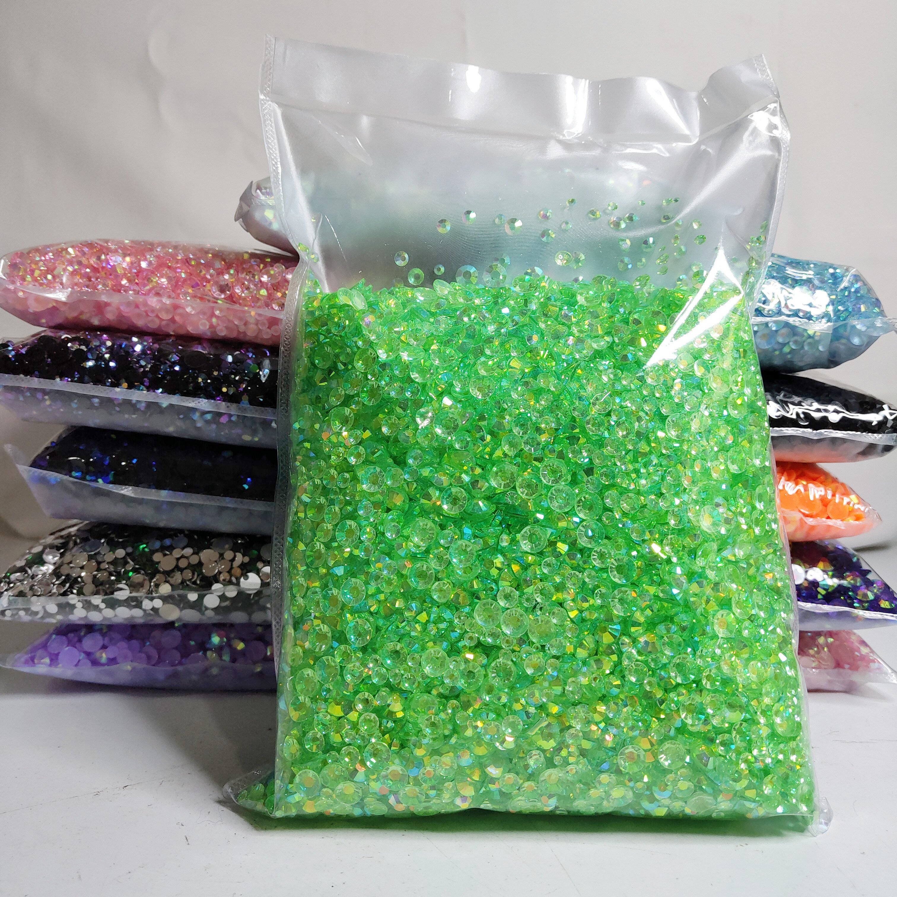 Top Quality 2mm 3mm 4mm 5mm 6mm Bulk Package Non Hot Fix Strass Flatback Crystal Stones Jelly Pink AB Resin Rhinestones
