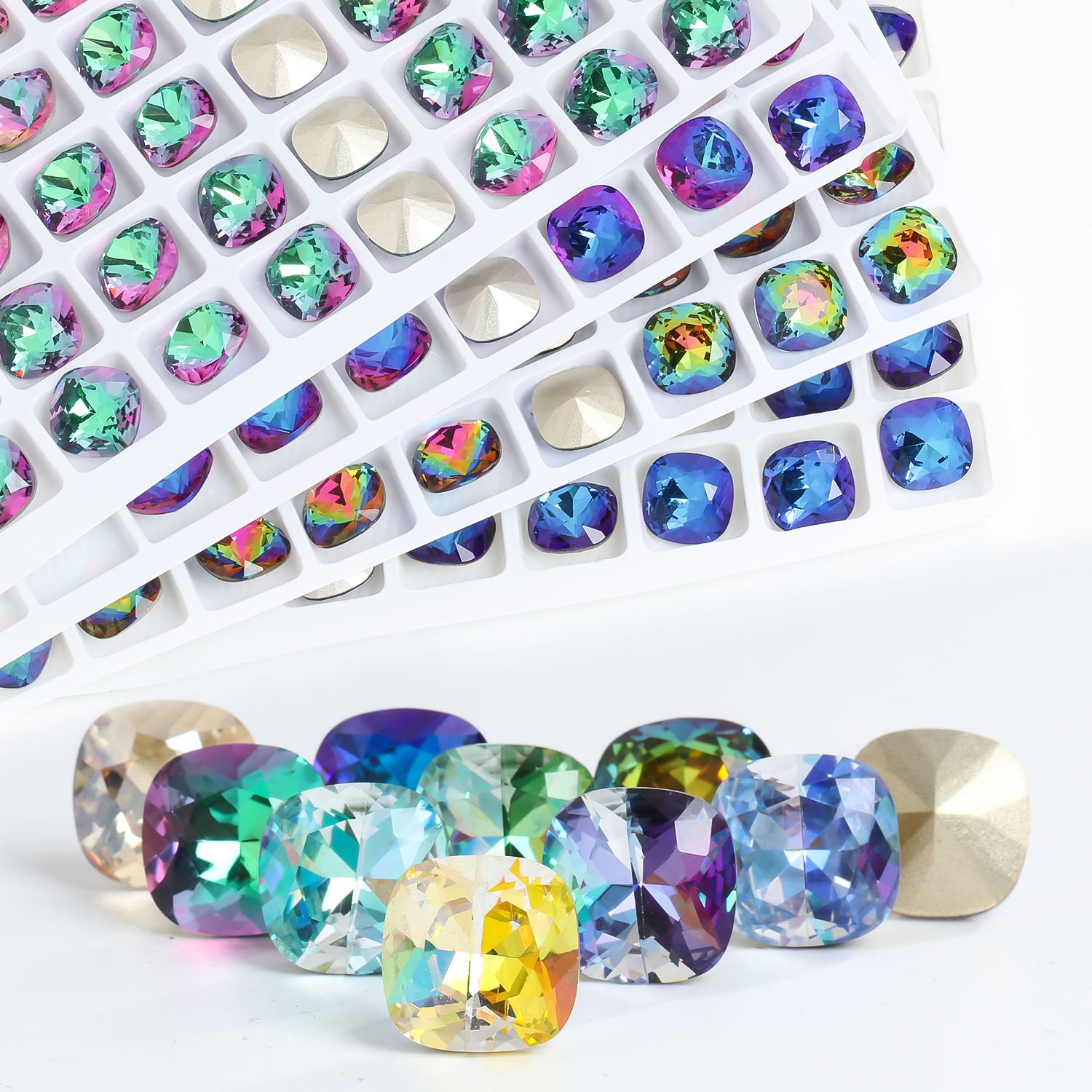 Xichuan cushion shape 100 colors 6/8/10/12/18mm wholesale k9 glass pointback crystal stones rhinestones for jewelry garment