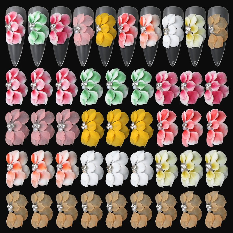 Handmade Sculpture Acrylic Flower Nail Art Decoration Acrylic Carved Flower Side Flowers Nail Charms Nail Jewelry Rhinestones