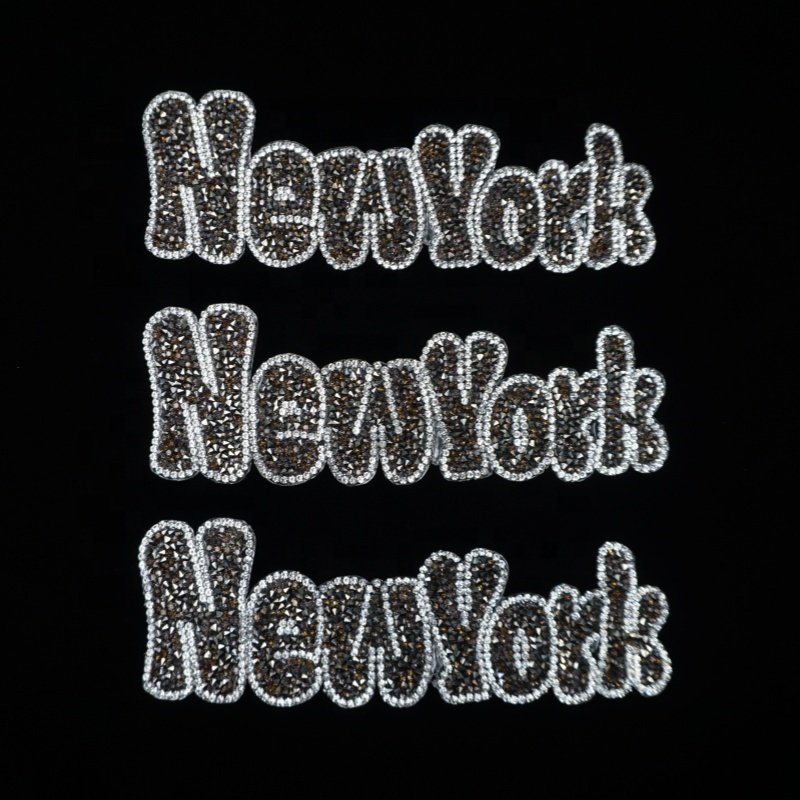 New Bling Rhinestone Letters Glitter Alphabet Applique new york Rhinestone Iron on Letter Patches for bags