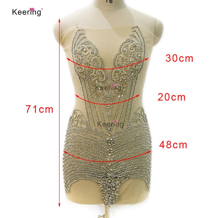 WDP-423 Embellishments Crystal Heavy Beaded Panel Applique For Dresses Beaded Rhinestone Applique Round