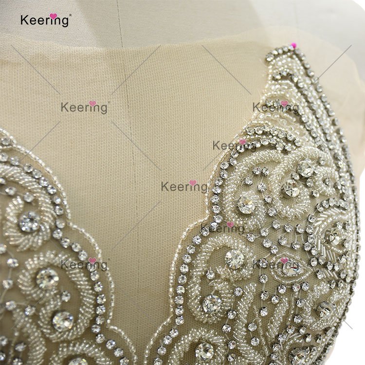 WDP-423 Embellishments Crystal Heavy Beaded Panel Applique For Dresses Beaded Rhinestone Applique Round