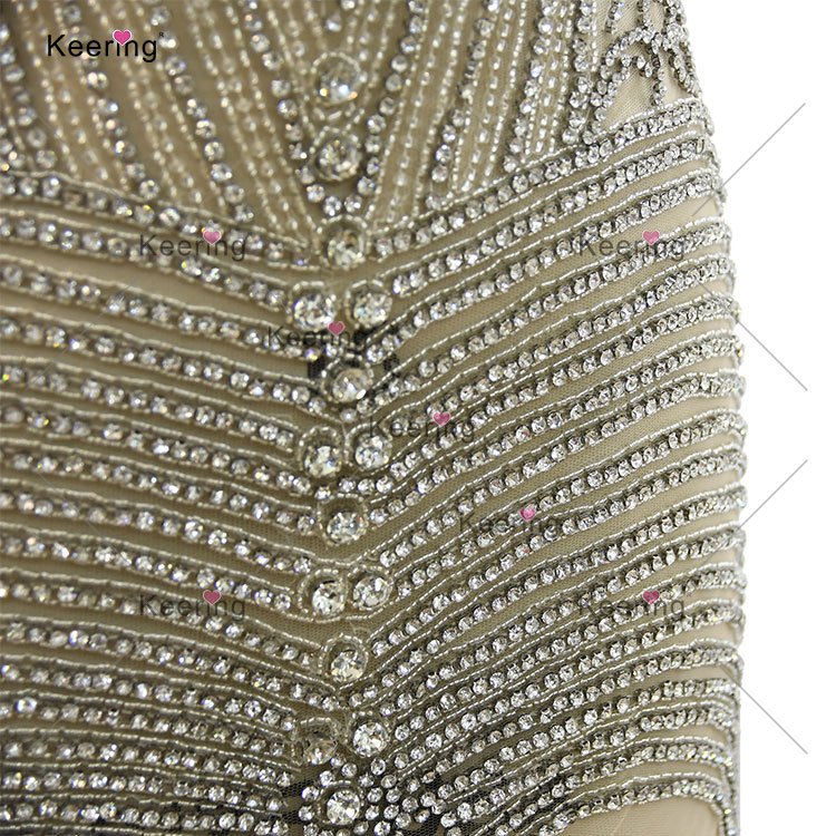 WDP-423 Embellishments Crystal Heavy Beaded Panel Applique For Dresses Beaded Rhinestone Applique Round