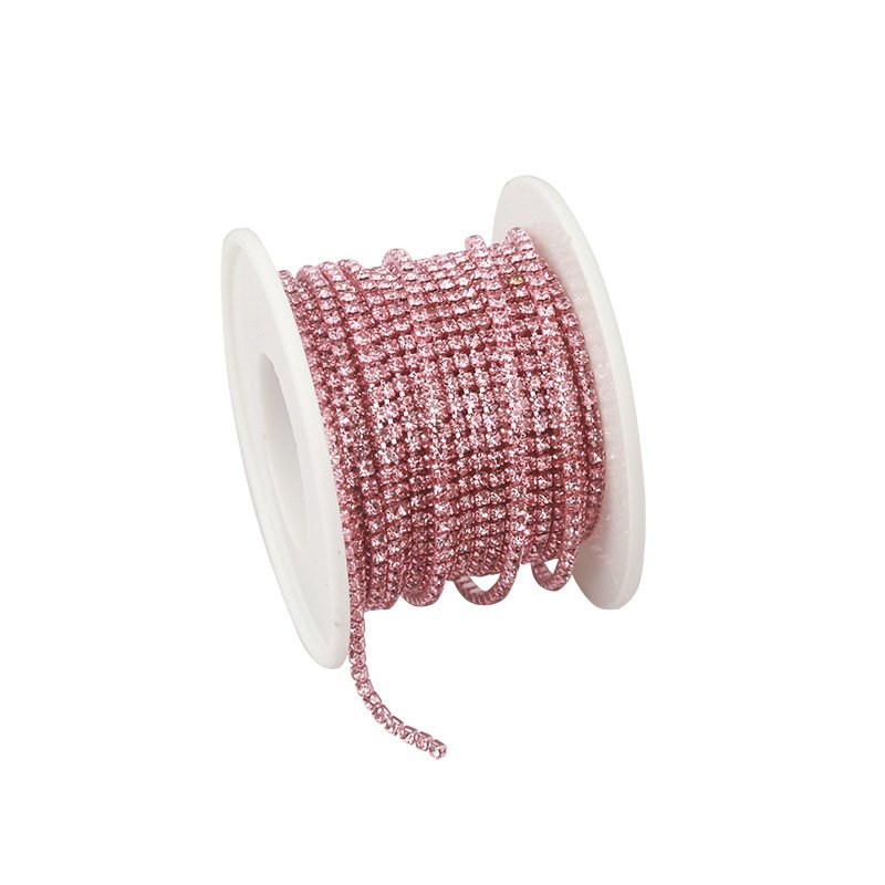 Wholesale Electrophoretic colorful rhinestone cup chain rhinestone chain 2mm-3mm close claw chain