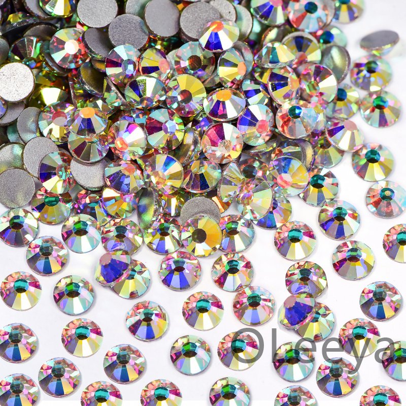14400pcs Oleeya Factory Hot Selling AB Rhinestones Flatback Crystal Bulk Rhinestone Glass For Garment